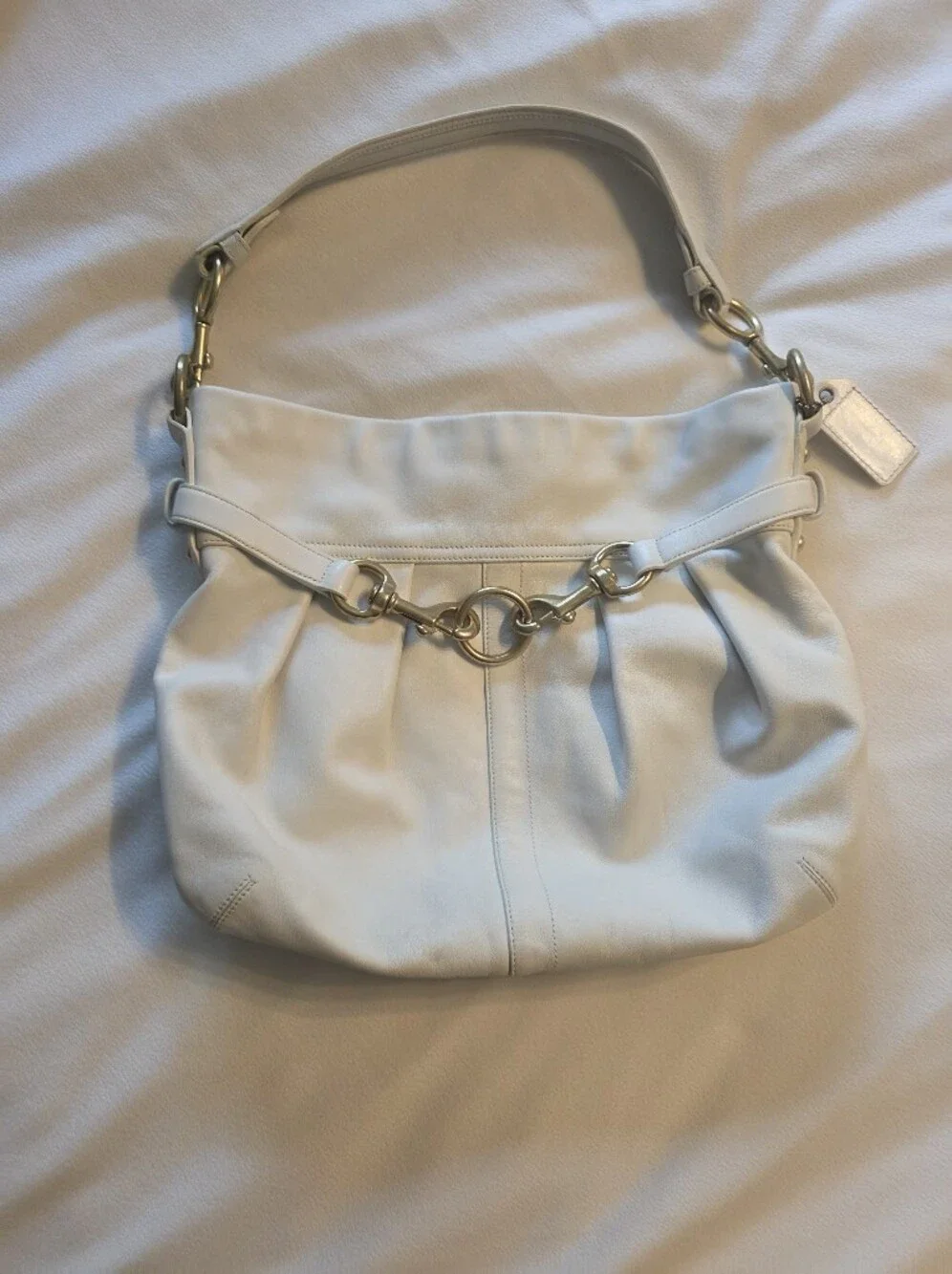 Coach White Leather Hobo with Gold Hardware